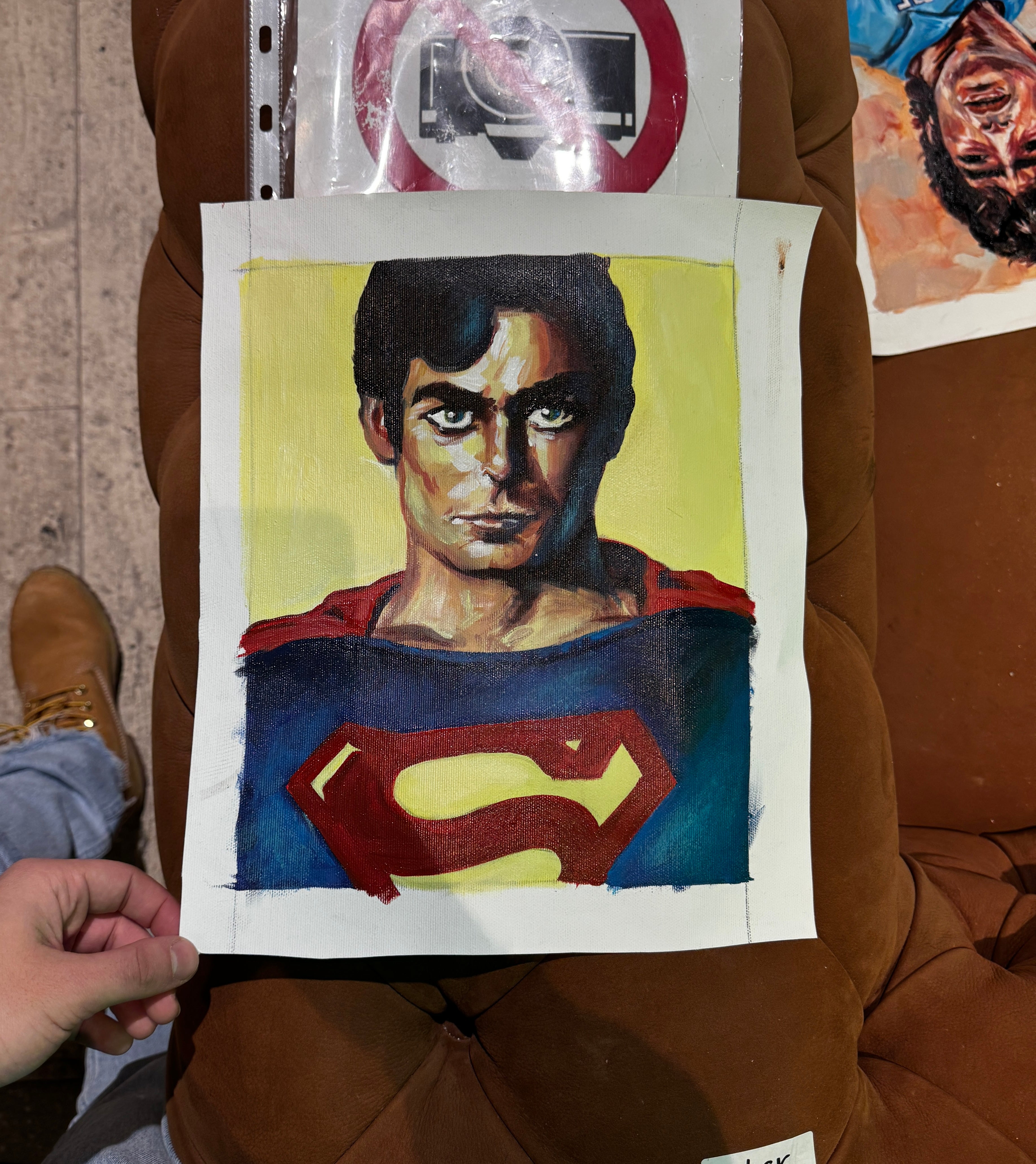 Superman, Alain Delon - Francis Plata (Opera Unica, Olio su Tela, Dipinto) 2025